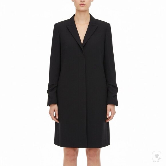 Theory Womens Black Wool & Polyamide Shirt Blazer Dress Elegant Button Cuff Sz 4 - Picture 9 of 9